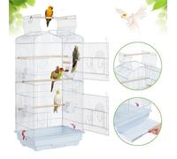 Yaheetech Cage Oiseaux Volière de Perroquet 46 x 35 x 104,5cm - 4 mangeoires - 3 perchoirs Blanc