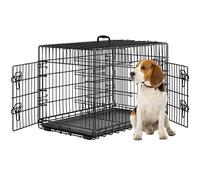 Yaheetech Cage pour Chien Pliable Caisse de Transport pour Chien en métal 90x56x63cm Niche pour Chiens Exterieur Interieur 2 Portes Verrouillables et Plateau Amovible Cage de Chiot