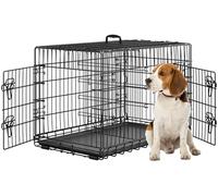 Yaheetech Cage pour Chien Pliable Caisse de Transport pour Chien en métal Niche pour Chien Exterieur Interieur 2 Portes Verrouillables et Plateau Amovible Cage de Chiot 92x56.5x63cm