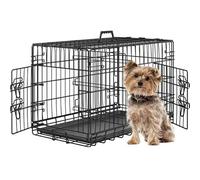 Yaheetech Cage pour Chien Pliable Caisse de Transport pour Chien en métal Niche pour Chien Exterieur Interieur 2 Portes Verrouillables et Plateau Amovible Cage de Chiot 76.5x44x50.5cm