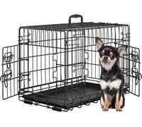 Yaheetech Cage pour Chien Pliable Caisse de Transport pour Chien en métal Niche pour Chien Exterieur Interieur 2 Portes Verrouillables et Plateau Amovible Cage de Chiot 61.5x41.5x47cm