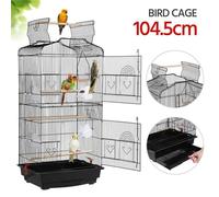 Yaheetech Cage pour Oiseaux Volière de Perroquet Canaries Perruche Canaris 46 x 35 x 104,5cm ,4 mangeoires, 3 perchoirs Noir