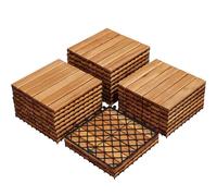 Yaheetech Caillebotis Bois Exterieur 27 PCS, Dalles de Terrasse en Bois d'acacia 30 x 30 cm, Revêtement de Sol Extérieur Intérieur pour Terrasse et Balcon