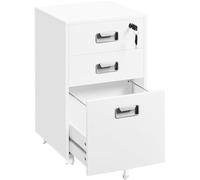 Yaheetech Caisson de Bureau Mobile avec 3 Tiroirs, Verrouillable, Rangement Bureau pour Document A4/Lettre, Dossier Suspendu, Support d'Imprimante à roulettes, 40 cm L × 40 cm l × 66cm, Blanc