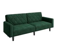 Yaheetech Canapé-lit Housse Convertible avec Dossier Réglable Fonction de Couchage Divan Confortable Canapé d'angle 2 Places en Velours Sofa Moderne pour Salon/Bureau/Appartement Vert