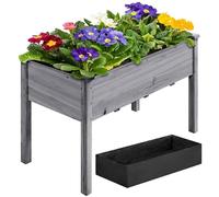 Yaheetech Carré Potager de Jardin sur Pied 120,5 x 59 x 76,5 cm Jardin surélevé en Bois pour Intérieur Extérieur Gris