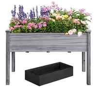 Yaheetech Carré Potager de Jardin sur Pied 120,5 x 59 x 76,5 cm Jardin surélevé en Bois pour Intérieur Extérieur Gris