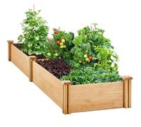 Yaheetech Carré Potager en Bois Bac Potager Surélevé Potager Extérieur-Intérieur Bac à Fleurs Légumes 245,5 × 62,5 × 27 cm