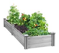 Yaheetech Carré Potager en Bois Bac Surélevé Potager Extérieur/Intérieur Bac à Fleurs Légumes pour Jardin Cour Serre Terrasse 241,5 cm L × 62,5 cm l × 27 cm H Gris