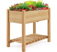 Yaheetech Carré Potager sur Pied en Bois avec Plateau Intérieur Extérieur Structure Ergonomique Trous de Drainage pour Balcon/Jardin