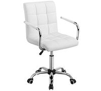 Yaheetech Chaise Blanche Ergonomique Hauteur Réglable Chaise de Bureau avec Roues Multidirectionnelles Accoudoirs Amovibles 60,5cm L x 55cm l x (88,5-103) cm H