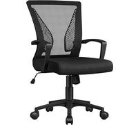 Yaheetech Chaise Bureau avec Siège Dossier en Maille Respirante Hauteur Réglable Fauteuil d'Ordinateur Inclinable à roulettes Pivotantes Charge 136kg Noir