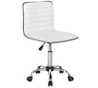 Yaheetech Chaise Bureau Blanche sans Accoudoir Hauteur Réglable à Dossier Confortable 120 kg pour Chambre Bureau Studio