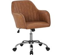 Yaheetech Chaise Bureau Design Fleur Fauteuil de Bureau en Similicuir Hauteur Réglable avec Dossier Arrondi Inclinable pour Chambre Bibliothèque