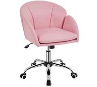 Yaheetech Chaise Bureau Design Fleur Fauteuil de Bureau en Similicuir Hauteur Réglable avec Dossier Arrondi Inclinable pour Chambre Bibliothèque Rose Simple