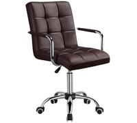 Yaheetech Chaise Bureau Fauteuil d'Ordinateur en Similicuir Hauteur Réglable avec Siège Dossier Rembourrés Accoudoirs Détachables à roulettes Pivotantes Marron