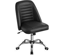 Yaheetech Chaise de Bureau à Dossier Moyen Chaise d'ordinateur en Similicuir à roulettes Base en Métal Chromé Assise Réglable en Hauteur Siège Moderne Noir