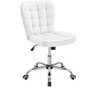Yaheetech Chaise de Bureau à roulettes Chaise d'Ordinateur en Similicuir avec Assise Réglable et Siège Dossier Rembourrés 84 cm de Hauteur Blanc