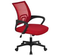 Yaheetech Chaise de Bureau à roulettes en Maille Fauteuil Ordinateur Inclinable Pivotant Siège et Base Plus Larges Hauteur Réglable avec Accoudoirs Rouge