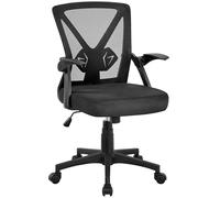 Yaheetech Chaise de Bureau avec Accoudoirs Pliables Fauteuil de Bureau Hauteur Réglable à roulettes Pivotantes Noir