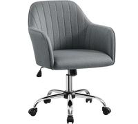 Yaheetech Chaise de Bureau Chaise d'Ordinateur Fauteuil Inclinable Rotative à 360° Coton-Lin Respirant avec Hauteur d'Assise Réglable pour la Maison/Le Bureau Gris