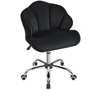 Yaheetech Chaise de Bureau Ergonomique Fauteuil Coquillage avec Dossier en Velours Réglable en Hauteur Chaise Pivotante Fauteuil Maquillage pour Bureau, Salon, Chambre Charge 136kg Noir/Velours