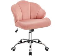Yaheetech Chaise de Bureau Ergonomique Fauteuil Coquillage avec Dossier en Velours Réglable en Hauteur Chaise Pivotante Fauteuil Maquillage pour Bureau, Salon, Chambre Charge 136kg Rose/Velours