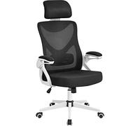 Yaheetech Chaise de Bureau Ergonomique Fauteuil de Bureau Réglable avec Accoudoirs Réglables Dossier et Appui-tête Charge maximale 136 kg Noir Blanc