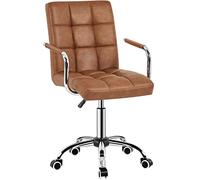 Yaheetech Chaise de Bureau Ergonomique Hauteur Réglable Chaise de Bureau en Similicuir Inclinaison Support Lombaire avec roulettes Pivotantes pour Chambre Studio Ordinateur Brun Vintage
