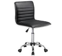 Yaheetech Chaise de Bureau Ergonomique Tabouret Bas sans Accoudoir Tabouret Bureau à roulettes Assise Réglable Charge 120 kg Noir