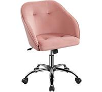 Yaheetech Chaise de Bureau Fauteuil Ergonomique en Velours Pivotante Dossier Inclinable à 360° avec Hauteur d'Assise Réglable pour la Maison/Le Bureau Rose