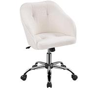 Yaheetech Chaise de Bureau Fauteuil Ergonomique Pivotante Dossier Inclinable à 360° avec Hauteur d'Assise Réglable pour la Maison/Le Bureau Ivoire