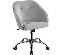 Yaheetech Chaise de Bureau Fauteuil Ergonomique Pivotante Dossier Inclinable à 360° en Velours avec Hauteur d'Assise Réglable pour la Maison/Le Bureau Gris Clair