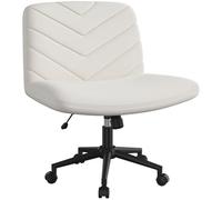 Yaheetech Chaise de Bureau sans Accoudoirs, Fauteuil de Bureau en Tissu Lin avec Large Assise à roulettes Pivotante, Réglable en Hauteur, pour Bureau Chambre Beige