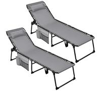 Yaheetech Chaise Longue Pliante Bain de Soleil Transat Jardin Exterieur 189x57x38 cm Dossier Inclinable 5 Positions Lit de Camping pour Plage Piscine Terrasse Relax Détente en Plein Air Gris