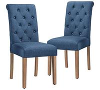 Yaheetech Chaise Lot 2 Chaises de Salle à Manger avec Chêne Tissu Chaise de Salon Mobilier pour Maison Bureau Cuisine Bar Réunion Hôtel 45,5 x 62 x 98,5cm Bleu