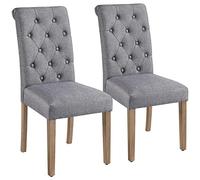 Yaheetech Chaise Lot 2 Chaises de Salle à Manger avec Chêne Tissu Chaise de Salon Mobilier pour Maison Bureau Cuisine Bar Réunion Hôtel 45,5 x 62 x 98,5cm Gris Foncé