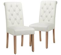 Yaheetech Chaise Lot de 2 Chaises de Salle à Manger avec Chêne Tissu Chaise de Salon Mobilier pour Maison Bureau Cuisine Bar Réunion Hôtel 45,5 x 62 x 98,5cm Beige