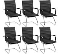 Yaheetech Chaises de Conférence Lot de 6 Chaises de Bureau Ergonomique avec Accoudoirs Chaises Cantilever pour Bureau, Réception, Réunion, Salle D’Attente, Noir