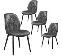 Yaheetech Chaises de Salle à Manger Lot de 4 Assise en Similicuir Dossier Ergonomique Chaises de Cuisine Moderne Bien Rembourrée Sièges de Chambre Cadre en Métal 58,5 × 44 × 82 cm Gris Foncé