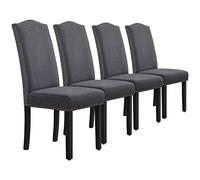 Yaheetech Chaises de Salle à Manger Lot de 4 Revêtement en Tissu Pieds en Bois Chaises de Salon avec Haut Dossier Chaises de Cuisine pour Maison Bureau Cuisine Hôtel 45,5 x 62 x 103 cm Gris Foncé