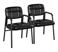 Yaheetech Chaises de Visiteur Fauteuil Salon Fauteuil d'accueil Visiteur Siège Rembourré en Smilicuir pour Bureau/Salle d'Attente/Cuisine Noir Lot de 2