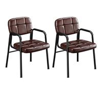 Yaheetech Chaises de Visiteur Fauteuil Salon Fauteuil d'accueil Visiteur Siège Rembourré en Smilicuir pour Bureau/Salle d'Attente/Cuisine Marron Lot de 2