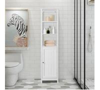 Yaheetech Colonne de Rangement Salle de Bain, Armoir Haute, Placard de Rangement avec 3 Étagères et 1 Portes Étage Salon Chambre