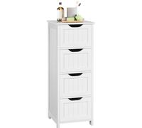 Yaheetech Colonne Salle de Bain, Meuble Rangement Salle de Bain/Toilette, 30 × 30 × 82 cm, 4 Tiroirs, Petit Meuble Rangement Polyvalent Salon/Cuisine/Chambre, Blanc