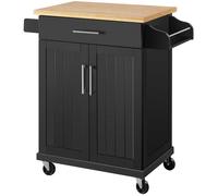 Yaheetech Desserte Cuisine à Roulettes avec 1 Tiroir Armoire avec Etagère Réglable 66 × 45,5 × 91,5 cm Noir