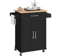 Yaheetech Desserte Cuisine à roulettes avec 1 Tiroir/Armoire avec Etagère Réglable/Porte Serviette/Meuble Cuisine 81,5 × 40 × 88,5 cm Noir