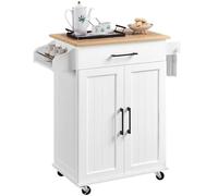 Yaheetech Desserte Cuisine à roulettes avec 1 Tiroir/Armoire avec Etagère Réglable/Porte Serviette/Meuble Cuisine 81,5 × 40 × 88,5 cm Blanc