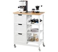 Yaheetech Desserte de Cuisine à Roulettes avec 3 Tiroirs Étagères Plan de Travail 67×37×84,5cm Blanc
