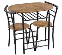 Yaheetech Ensemble Chaises de Salle à Manger Scandinave, Lot de 2 Chaises de Cuisine Ensemble de Table à Manger 3 pièces de Cuisine avec Porte-Bouteilles, pour Jardin, Studio Brun